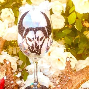 Boho Bull Skull Hand-painted Gorgeous Custom Wineglass